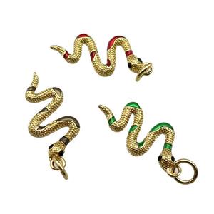 copper Snake pendant, mixed, enamel, gold plated, approx 10-20mm [FN29443]