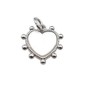 copper Heart pendant pave shell, platinum plated, approx 14mm [FN29463]