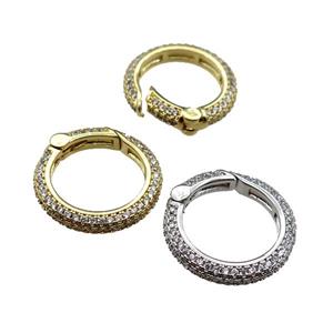 copper Carabiner Clasp pave zircon, mixed, approx 18.5mm [FN29482]