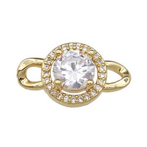 copper circle connector pave zircon, gold plated, approx 13-22mm [FN29496]