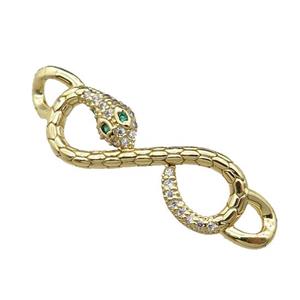 copper Snake connector pave zircon, gold plated, approx 10-35mm [FN29500]