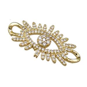 copper Eye connector pave zircon, gold plated, approx 17-35mm [FN29501]
