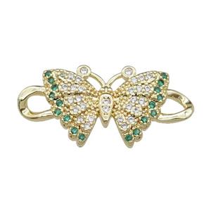copper Butterfly connector pave zircon, gold plated, approx 14-30mm [FN29502]