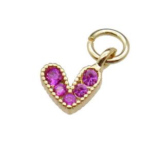 copper heart pendant pave zircon, gold plated, approx 7.5mm [FN29505]