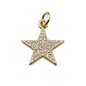 copper star pendant pave zircon, gold plated, approx 14mm [FN29519]