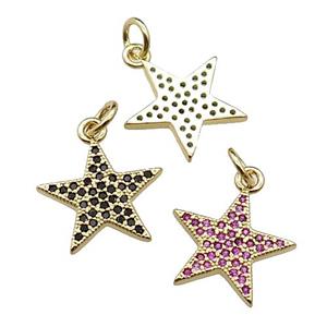copper star pendant pave zircon,mixed, gold plated, approx 14mm [FN29523]