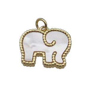 copper Elephant pendant pave shell, gold plated, approx 14-18mm [FN29552]