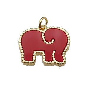 copper Elephant pendant pave stone, gold plated, approx 14-18mm [FN29553]