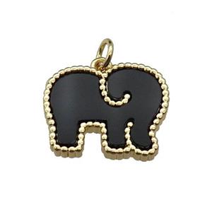 copper Elephant pendant pave stone, gold plated, approx 14-18mm [FN29554]