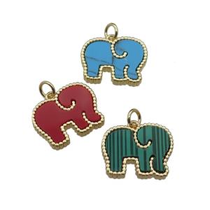 mixed copper Elephant pendant pave stone, gold plated, approx 14-18mm [FN29558]