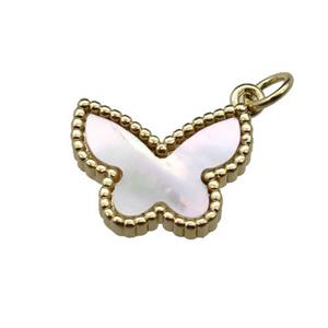copper Butterfly pendant pave shell, gold plated, approx 12.5-16mm [FN29568]