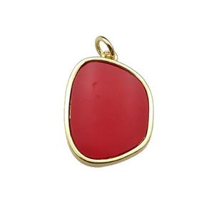 copper pendant pave redstone, gold plated, approx 16-20mm [FN29576]