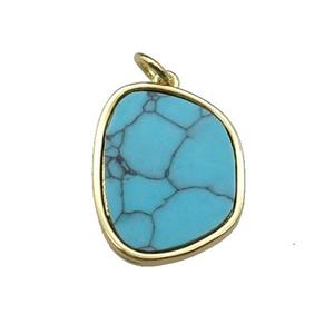 copper pendant pave turquoise, gold plated, approx 16-20mm [FN29578]