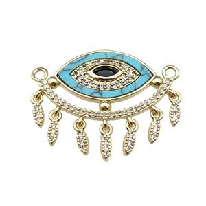 copper Eye pendant pave turquoise zircon, gold plated, approx 25-30mm [FN29610]