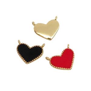 mixed copper Heart pendant with enamel, 2loops, gold plated, approx 8-10mm [FN29641]