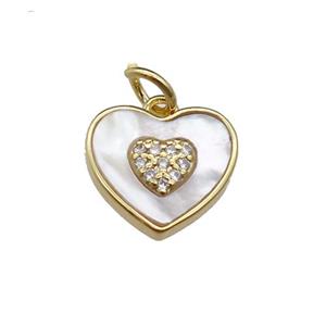 copper Heart pendant pave shell zircon, gold plated, approx 12mm [FN29649]