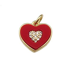 copper Heart pendant pave redstone zircon, gold plated, approx 12mm [FN29650]