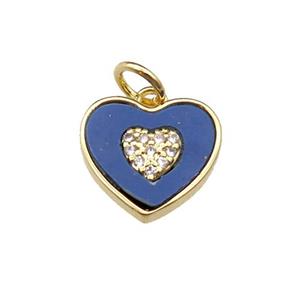 copper Heart pendant pave lapis zircon, gold plated, approx 12mm [FN29651]