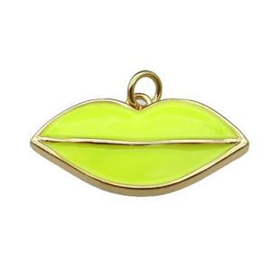 copper Lip pendant, yellow enamel, gold plated, approx 12-25mm [FN29669]