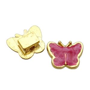 copper Butterfly Beads with red enamel, gold plated, approx 11-14mm [FN29683]