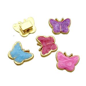 mixed copper Butterfly Beads with enamel, gold plated, approx 11-14mm [FN29688]