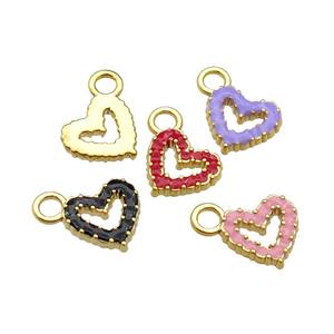 mix copper Heart pendant with enamel, gold plated, approx 11mm, 3mm hole [FN29704]