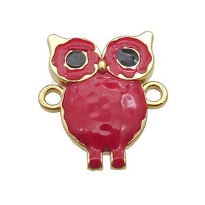 copper Owl connector with red enamel, gold plated, approx 16-23mm [FN29707]