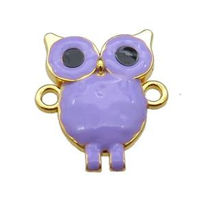 copper Owl connector with lavender enamel, gold plated, approx 16-23mm [FN29708]