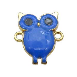 copper Owl connector with blue enamel, gold plated, approx 16-23mm [FN29709]