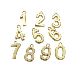 mix copper Number pendant, charm, gold plated, approx 6-15mm [FN29725]
