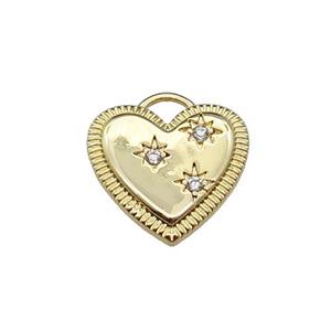 copper Heart pendant pave zircon, gold plated, approx 15mm [FN29727]
