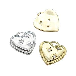copper Heart pendant pave zircon, mix, approx 15mm [FN29728]