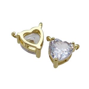 copper hear pendant pave zircon, gold plated, approx 8mm [FN29731]