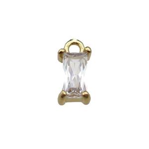 copper rectangle pendant pave zircon, gold plated, approx 7mm [FN29733]