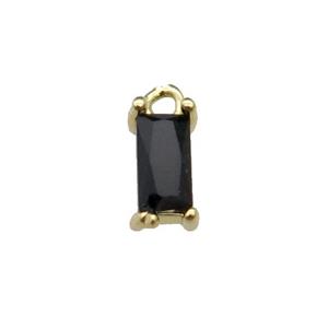 copper rectangle pendant pave black zircon, gold plated, approx 7mm [FN29734]