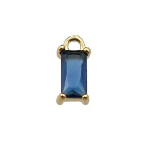 copper rectangle pendant pave blue zircon, gold plated, approx 7mm [FN29735]