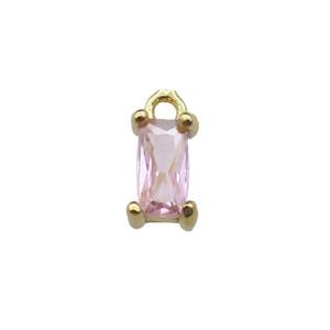 copper rectangle pendant pave pink zircon, gold plated, approx 7mm [FN29739]