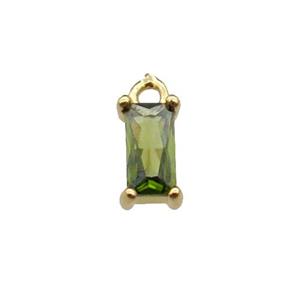 copper rectangle pendant pave olive zircon, gold plated, approx 7mm [FN29740]