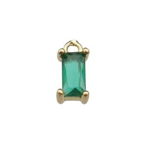 copper rectangle pendant pave green zircon, gold plated, approx 7mm [FN29741]