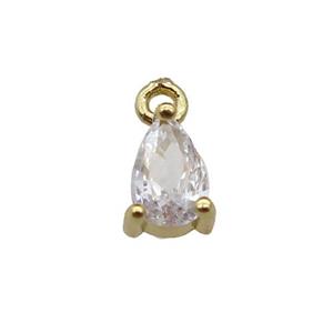 copper teardrop pendant pave zircon, gold plated, approx 5-7mm [FN29745]