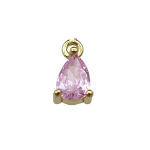 copper teardrop pendant pave pink zircon, gold plated, approx 5-7mm [FN29747]