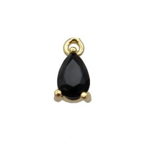 copper teardrop pendant pave black zircon, gold plated, approx 5-7mm [FN29749]