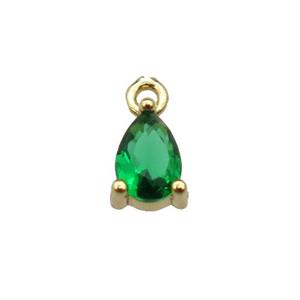 copper teardrop pendant pave green zircon, gold plated, approx 5-7mm [FN29751]