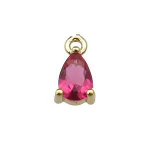 copper teardrop pendant pave ruby zircon, gold plated, approx 5-7mm [FN29752]