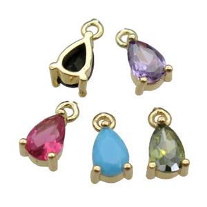 mix copper teardrop pendant pave zircon, gold plated, approx 5-7mm [FN29755]