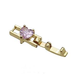 copper clasp pave pink zircon, gold plated, approx 7-20mm [FN29759]