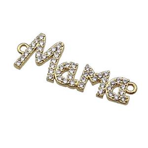 copper MaMa connector pave zircon, gold plated, approx 10-26mm [FN29760]