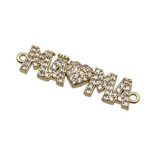 copper MaMa connector pave zircon, gold plated, approx 10-26mm [FN29761]