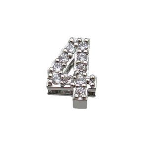 copper Number-4 Beads pave zircon, platinum plated, approx 8mm, 2-6mm hole [FN29782]