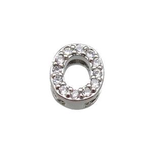 copper Number-0 Beads pave zircon, platinum plated, approx 8mm, 2-6mm hole [FN29788]